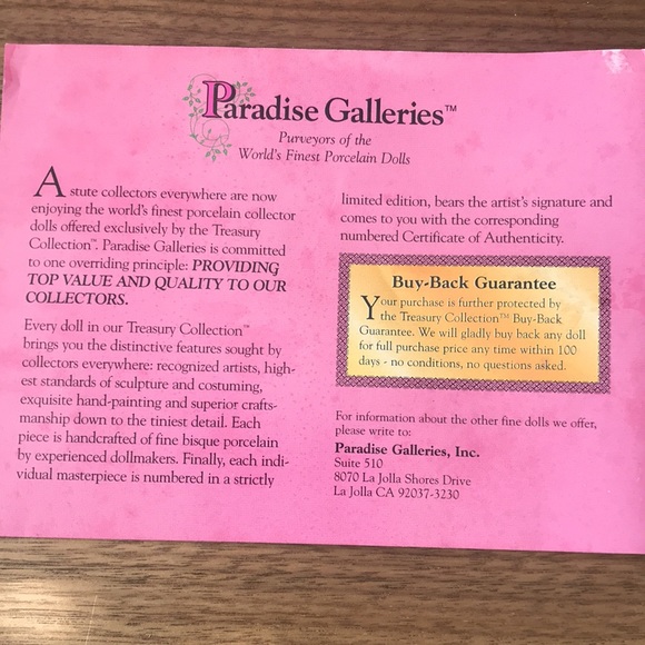 NIB Paradise Galaries of the World’s Finest Porcelain Dolls NOELLE - Picture 12 of 14